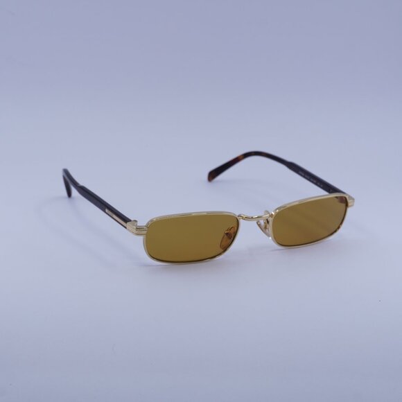 Prada PRB54S 5AK50P Sunglasses Gold Rectangle Frame, Dark Honey Lenses - Picture 4 of 10